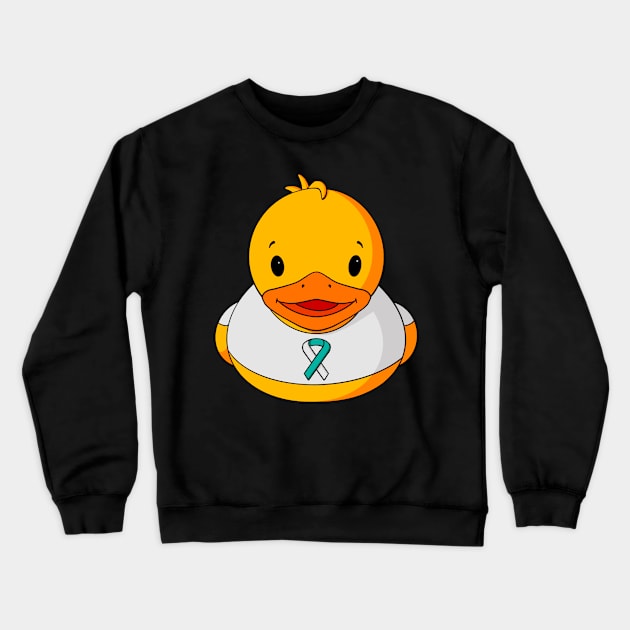 Cervical Cancer Awareness Rubber Duck Crewneck Sweatshirt by Alisha Ober Designs